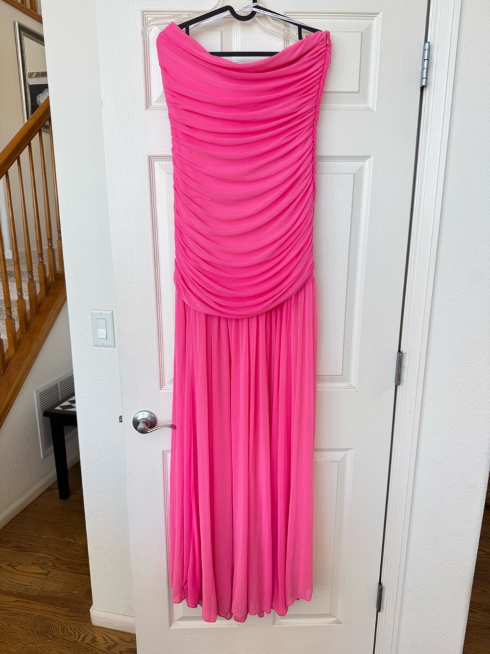 Retrofete Hot Pink Ruched Maxi Dress